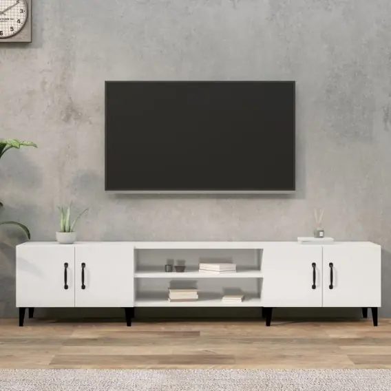 Premium Szafka pod TV, wysoki połysk, biała, 180x31,5x40 cm Lumarko! - Hurtownia wielobranżowa Lumarko